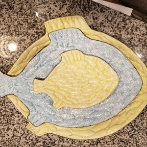 Set of 4 Coastal Shores Aerving Platters/Plates